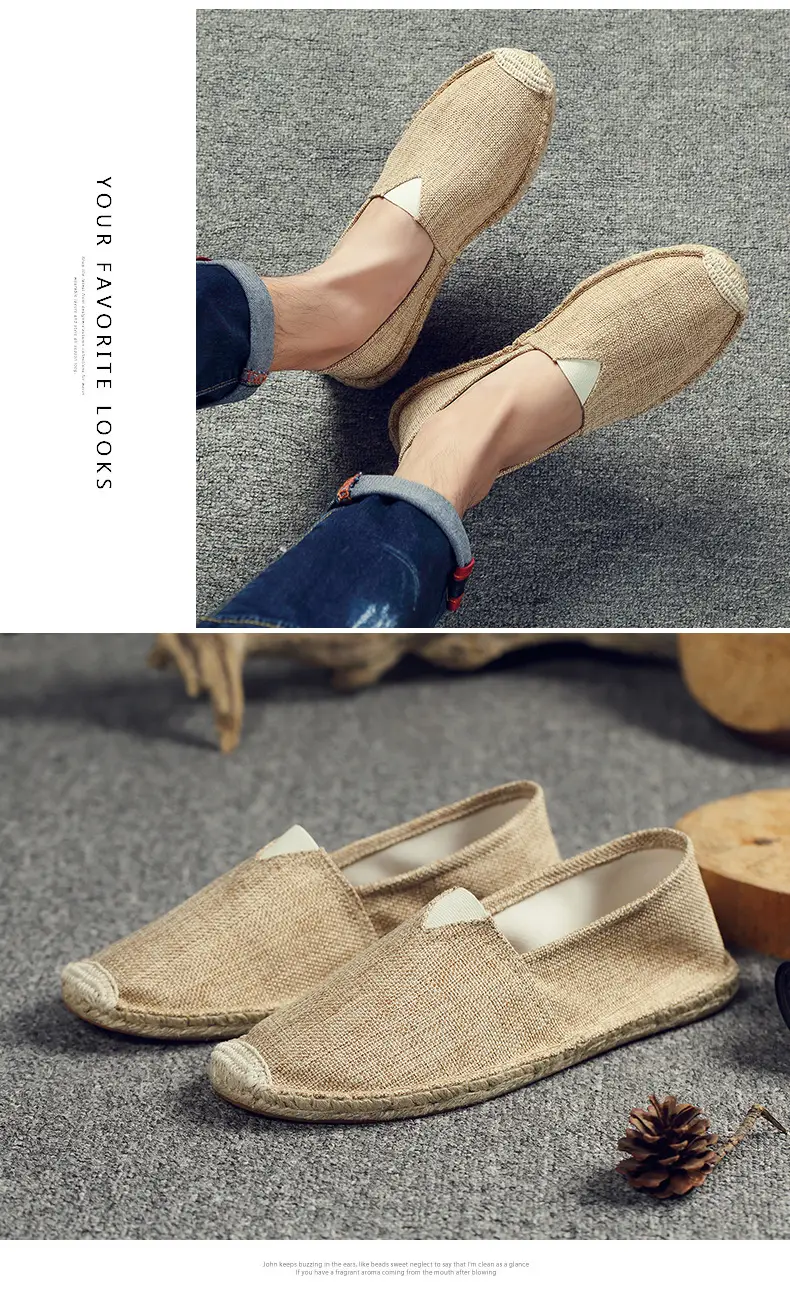 Casual Espadrille Shoes, Handmade, Fashionable and Versatile Straw Shoes, Linen Cloth Shoes, Sweat-Absorbent and Breathable Slip-On Slip-Ons, Cloth Shoes — feature 9
