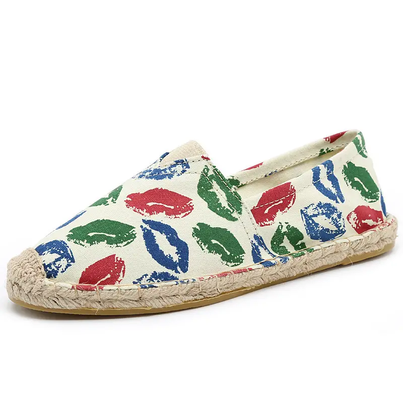 Casual Espadrille Shoes, Handmade, Fashionable and Versatile Straw Shoes, Linen Cloth Shoes, Sweat-Absorbent and Breathable Slip-On Slip-Ons, Cloth Shoes