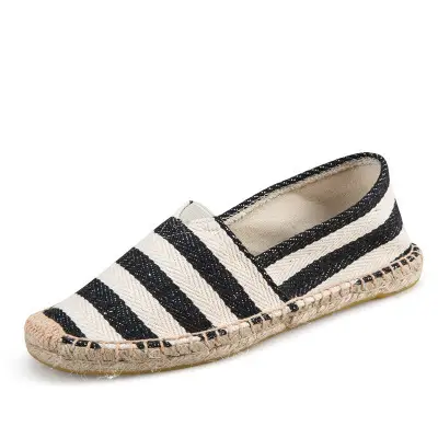Casual Espadrille Shoes, Handmade, Fashionable and Versatile Straw Shoes, Linen Cloth Shoes, Sweat-Absorbent and Breathable Slip-On Slip-Ons, Cloth Shoes