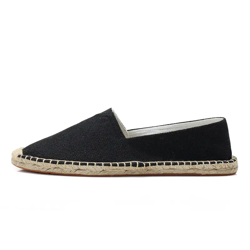 Casual Espadrille Shoes, Handmade, Fashionable and Versatile Straw Shoes, Linen Cloth Shoes, Sweat-Absorbent and Breathable Slip-On Slip-Ons, Cloth Shoes