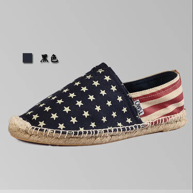 Casual Espadrille Shoes, Handmade, Fashionable and Versatile Straw Shoes, Linen Cloth Shoes, Sweat-Absorbent and Breathable Slip-On Slip-Ons, Cloth Shoes