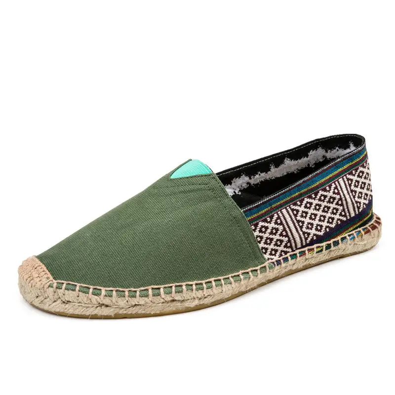 Casual Espadrille Shoes, Handmade, Fashionable and Versatile Straw Shoes, Linen Cloth Shoes, Sweat-Absorbent and Breathable Slip-On Slip-Ons, Cloth Shoes