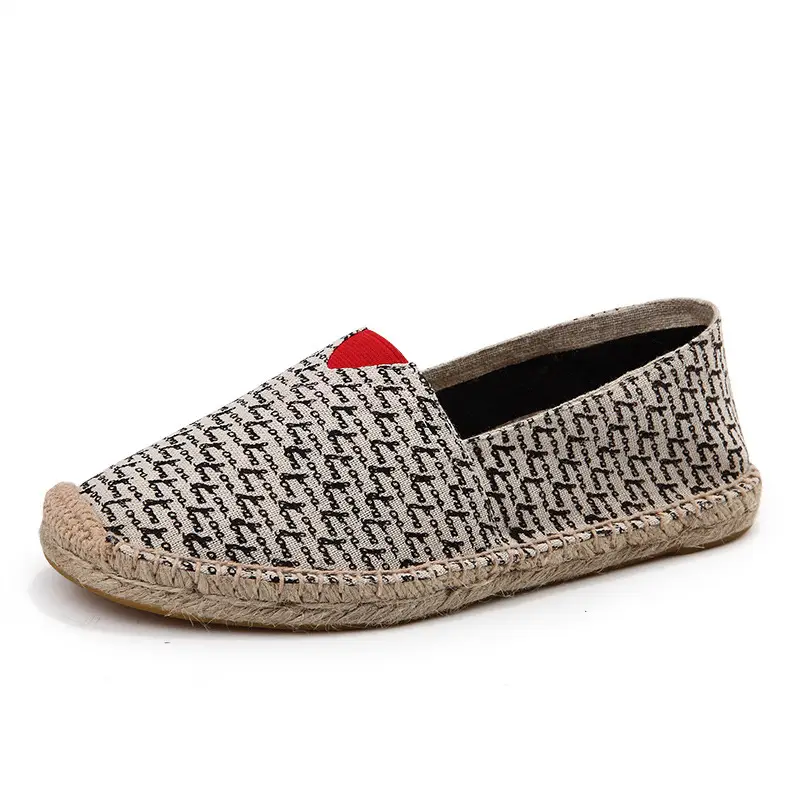 Casual Espadrille Shoes, Handmade, Fashionable and Versatile Straw Shoes, Linen Cloth Shoes, Sweat-Absorbent and Breathable Slip-On Slip-Ons, Cloth Shoes