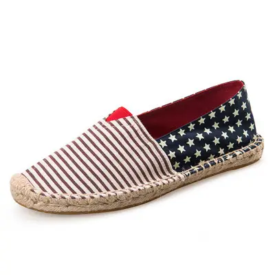 Casual Espadrille Shoes, Handmade, Fashionable and Versatile Straw Shoes, Linen Cloth Shoes, Sweat-Absorbent and Breathable Slip-On Slip-Ons, Cloth Shoes