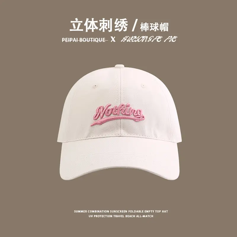 Women Korean Embroidered Beige Cap — feature 6