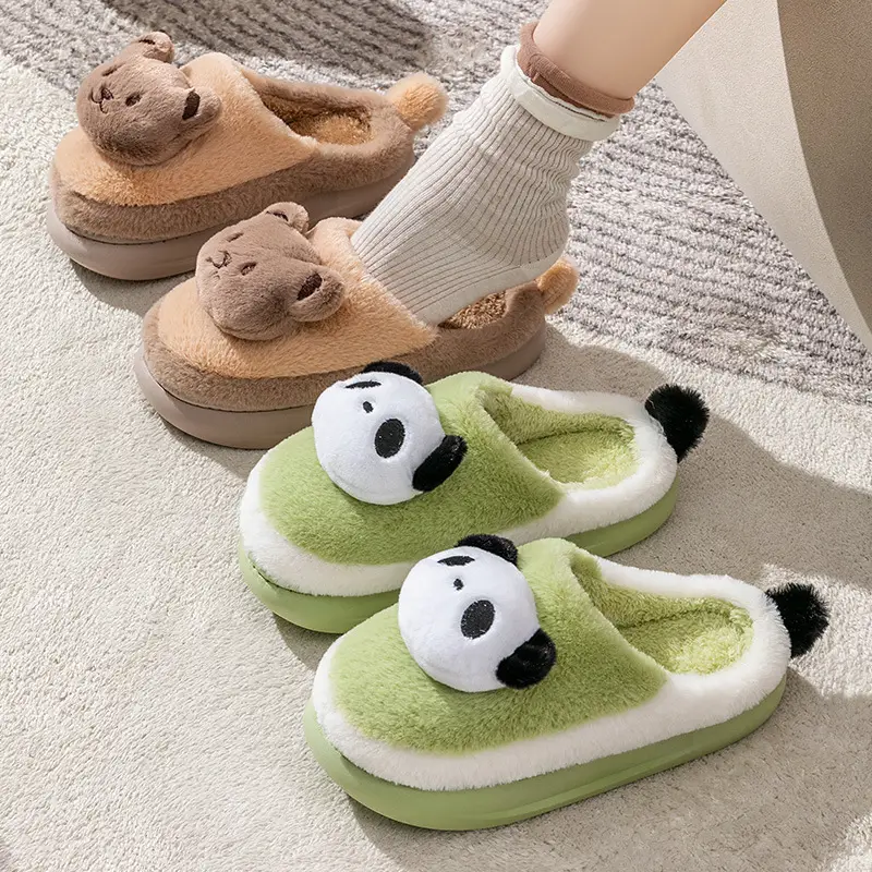 Parent-Child Cotton Slippers Autumn and Winter Men and Women's Cute Cartoon Slippers Couple Home Indoor Warm and Fluffy Slippers - Image 5
