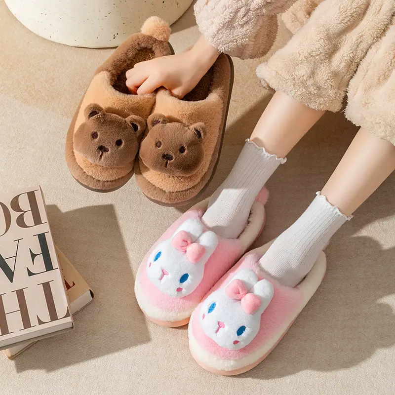Parent-Child Cotton Slippers Autumn and Winter Men and Women's Cute Cartoon Slippers Couple Home Indoor Warm and Fluffy Slippers - Image 6