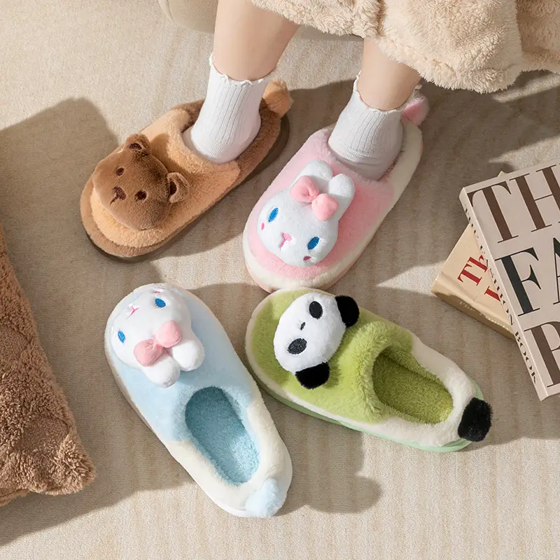 Parent-Child Cotton Slippers Autumn and Winter Men and Women's Cute Cartoon Slippers Couple Home Indoor Warm and Fluffy Slippers - Image 7