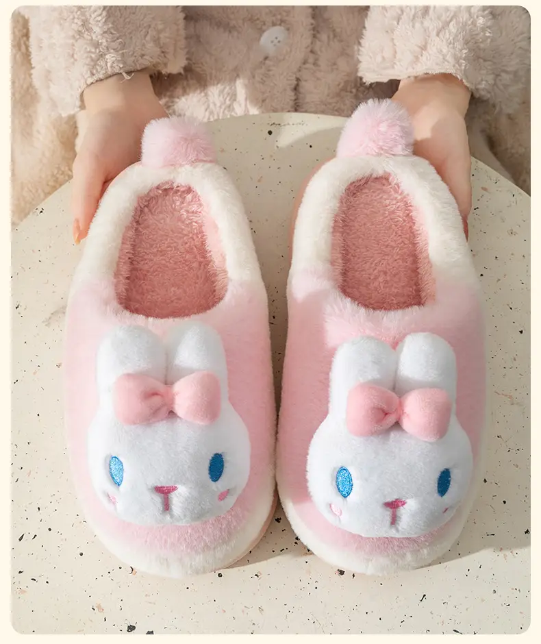 Parent-Child Cotton Slippers Autumn and Winter Men and Women's Cute Cartoon Slippers Couple Home Indoor Warm and Fluffy Slippers — feature 10