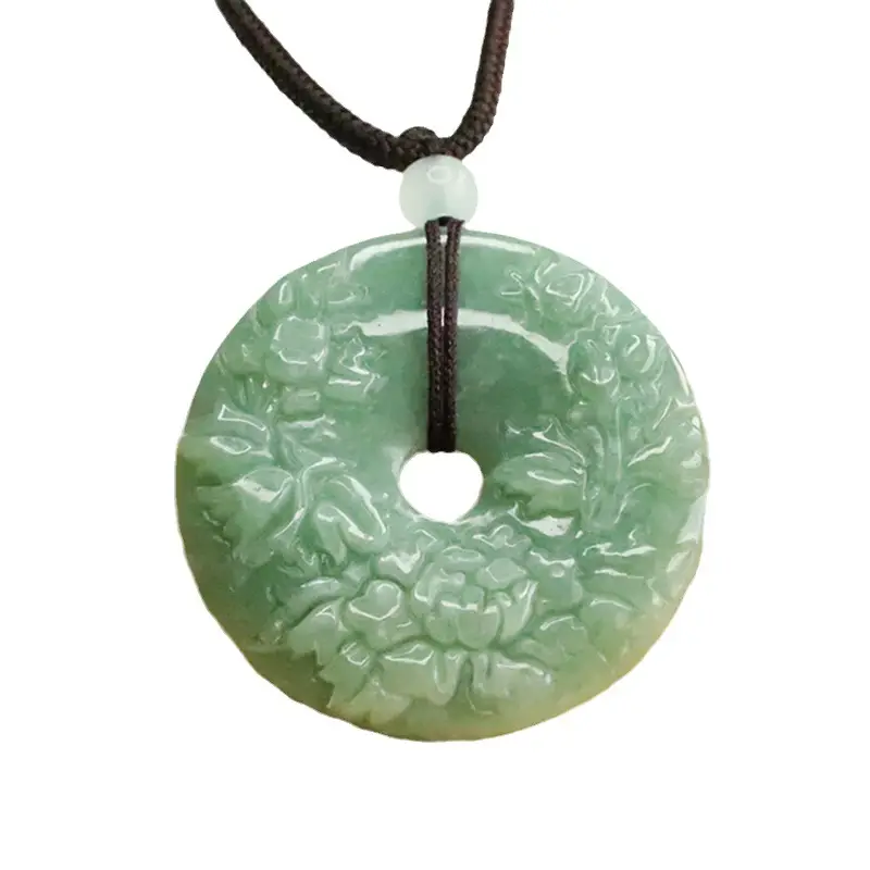 Aiyu Natural Jade Blossoming Pendant Necklace Green