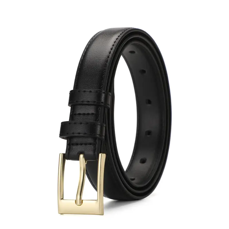 Women's Brown Leather Belt with Gold Buckle - Image 8