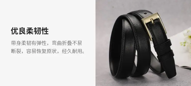 Women's Brown Leather Belt with Gold Buckle — feature 15