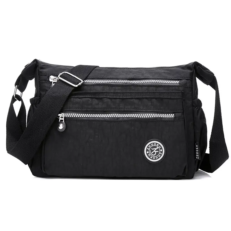 Zhuoku Business Backpack, Fashionable Waterproof Nylon Small Square Bag, Crossbody Shoulder Bag, Burgundy/Dark Blue/Black - Image 3