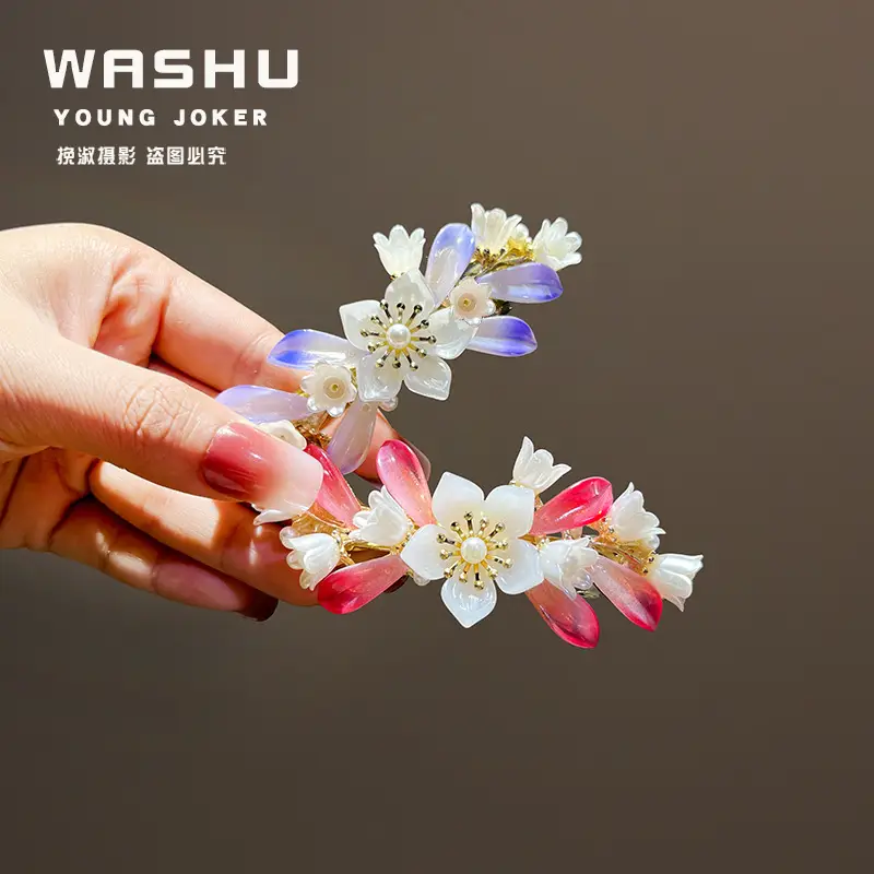 White Flower Pearl Spring Hair Clip for Women — feature 4