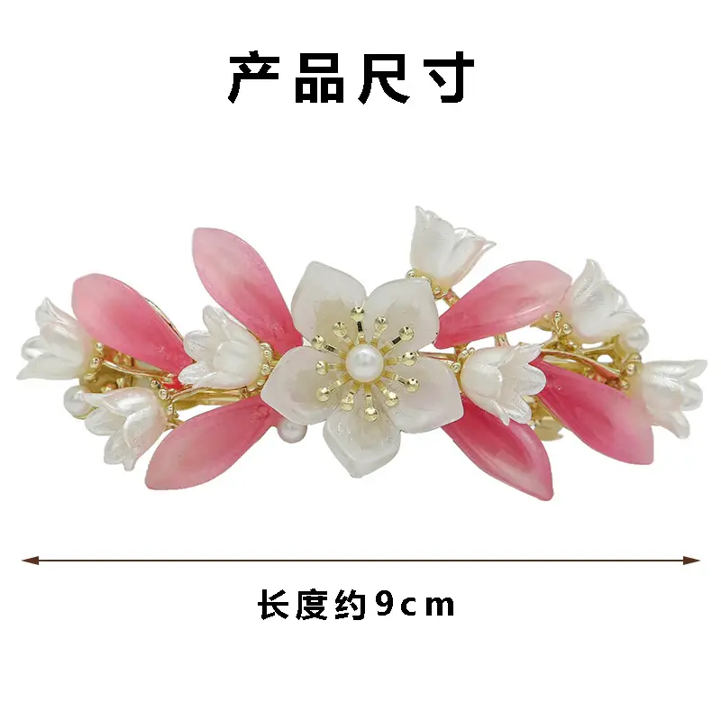 White Flower Pearl Spring Hair Clip for Women — feature 5
