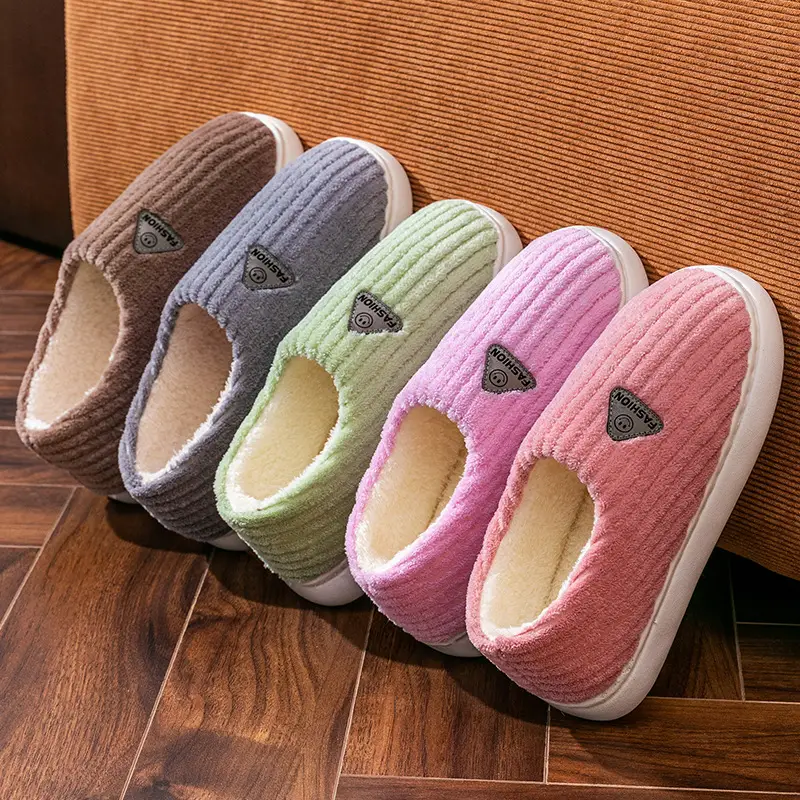 Cotton slippers for women winter home indoor home warm non-slip thick bottom couple new woolen slippers for men autumn and winter