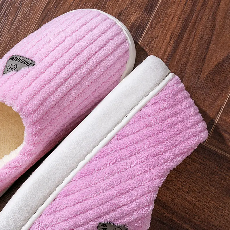 Cotton slippers for women winter home indoor home warm non-slip thick bottom couple new woolen slippers for men autumn and winter