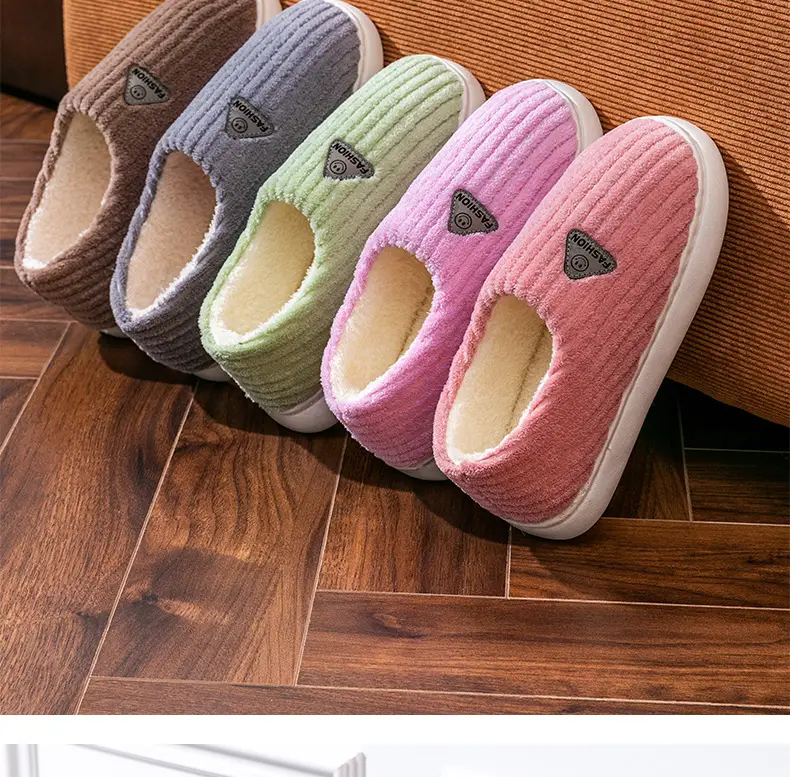 Cotton slippers for women winter home indoor home warm non-slip thick bottom couple new woolen slippers for men autumn and winter — feature 12