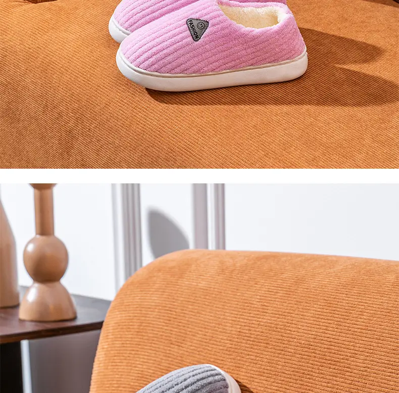 Cotton slippers for women winter home indoor home warm non-slip thick bottom couple new woolen slippers for men autumn and winter — feature 14