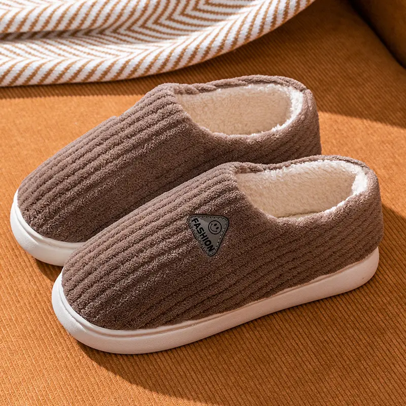 Cotton slippers for women winter home indoor home warm non-slip thick bottom couple new woolen slippers for men autumn and winter