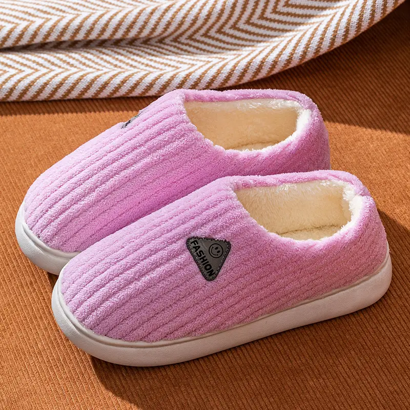Cotton slippers for women winter home indoor home warm non-slip thick bottom couple new woolen slippers for men autumn and winter