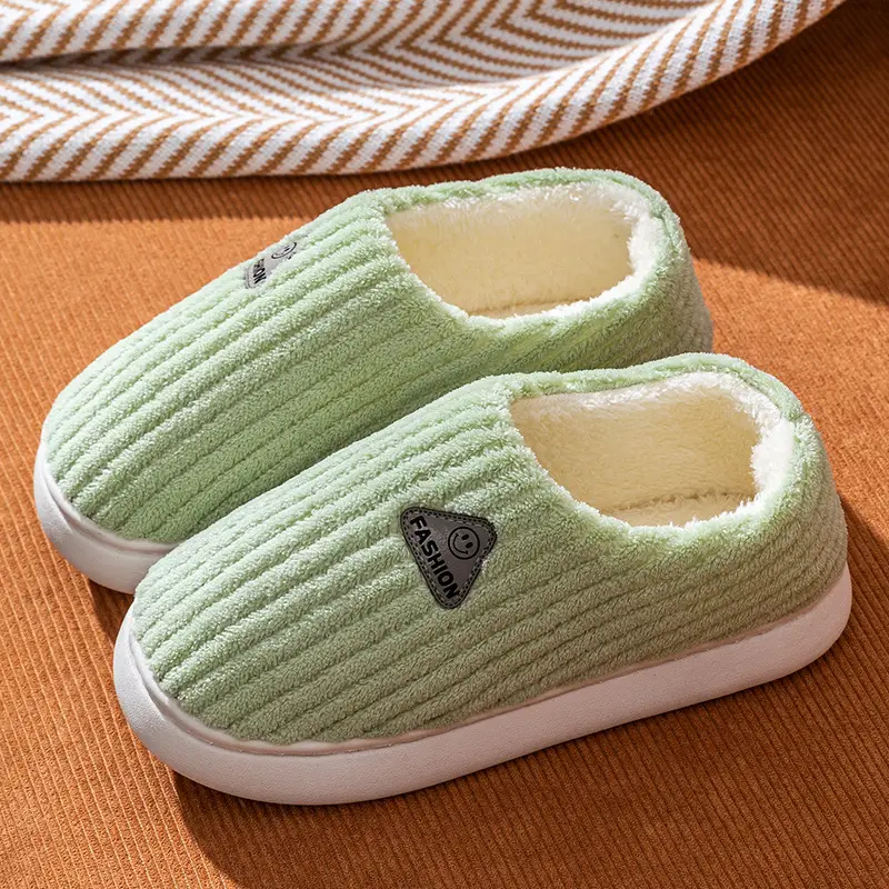 Cotton slippers for women winter home indoor home warm non-slip thick bottom couple new woolen slippers for men autumn and winter