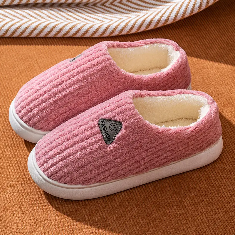 Cotton slippers for women winter home indoor home warm non-slip thick bottom couple new woolen slippers for men autumn and winter
