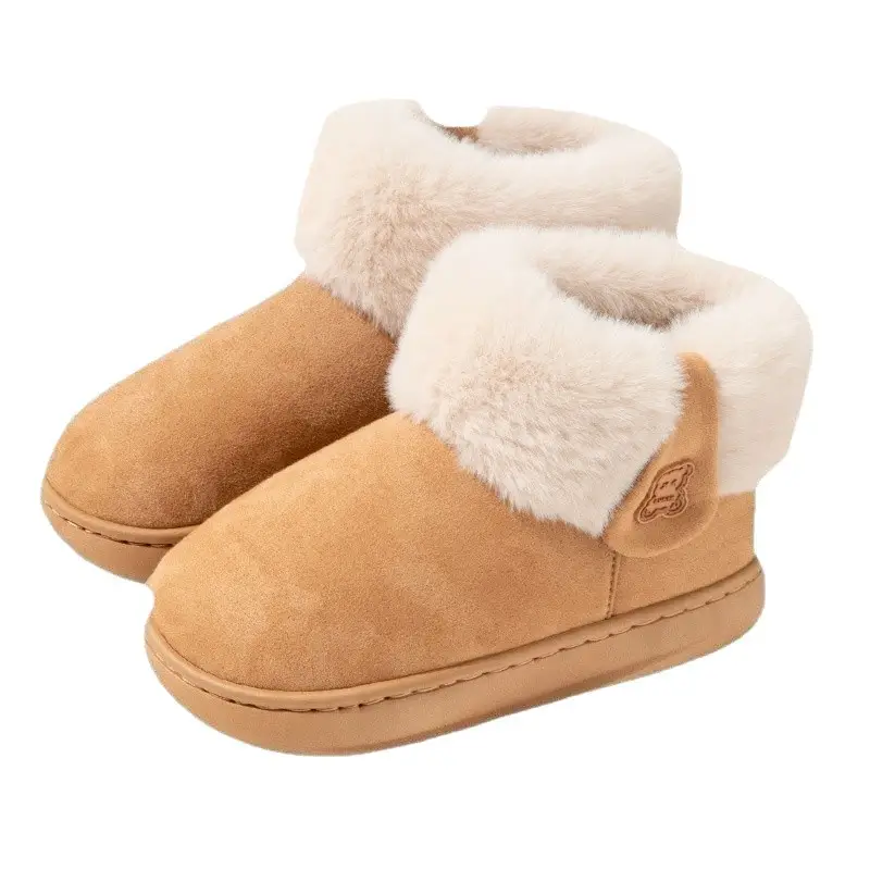 Qidan shoes factory cotton-padded shoes women's winter outer wear mid-top boots thick bottom bread shoes suede warm fleece-lined thick snow boots - Image 6
