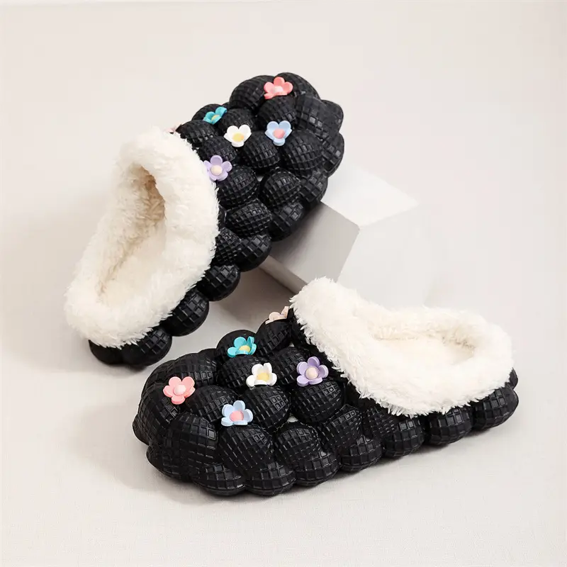 Winter Non-Slip Wear-Resistant Thick-Soled Cotton Slippers for Women to Wear Outside Home Woolen Cotton Slippers Indoor Couple Bag Heel Warm Cotton Shoes — feature 5