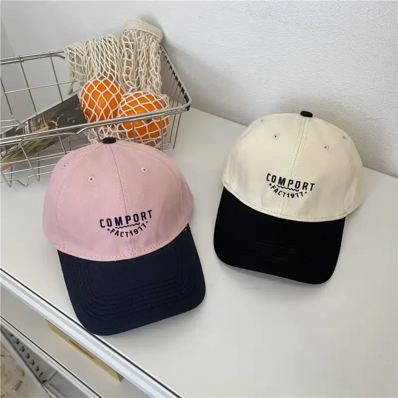 Women Cotton Peaked Cap Comfort Text Pink Black - Image 9