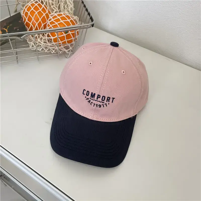 Women Cotton Peaked Cap Comfort Text Pink Black - Image 2