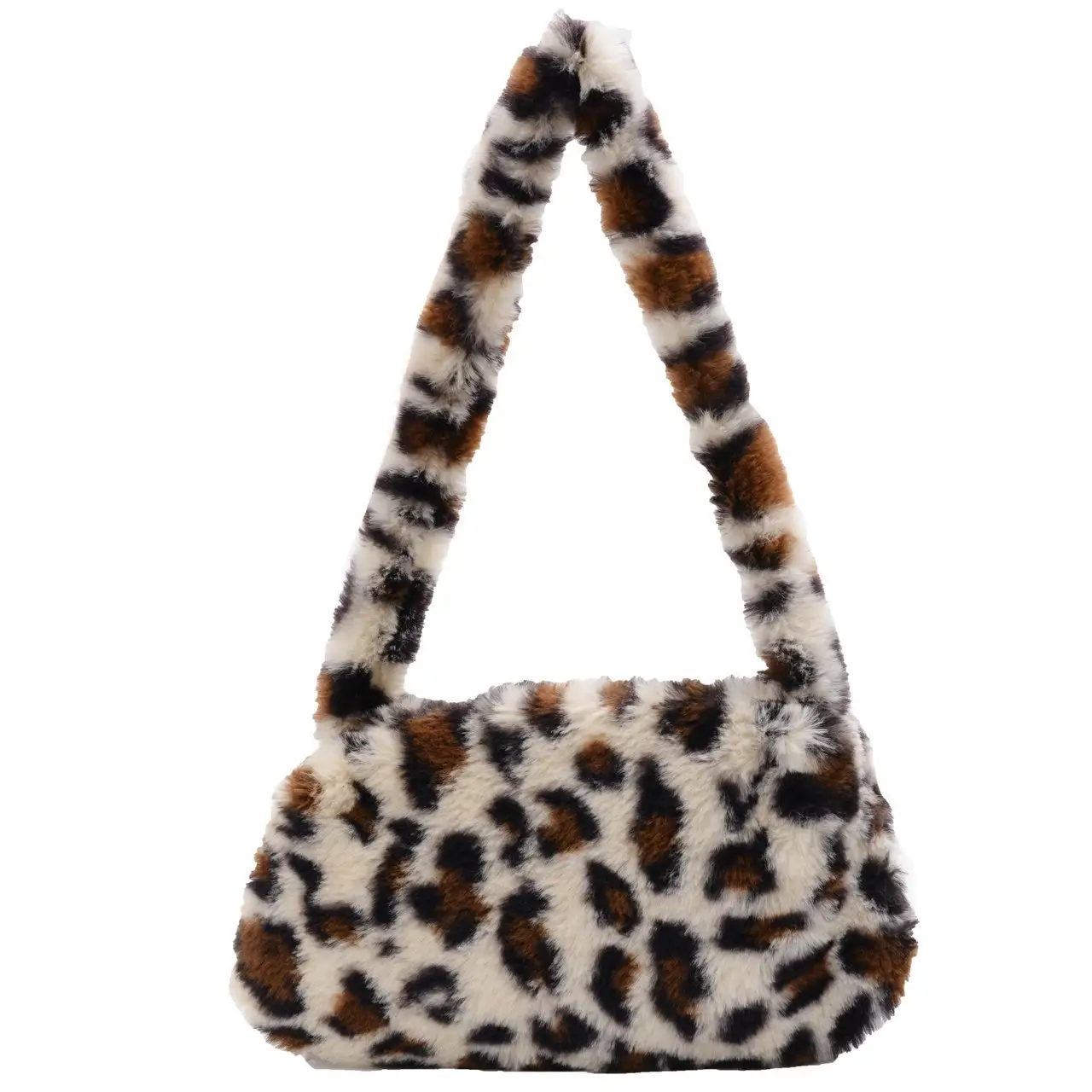 Leopard Print Plush Shoulder Bag for Women