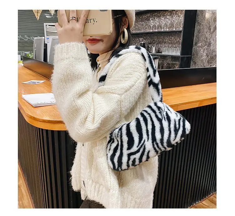 Leopard Print Plush Shoulder Bag for Women — feature 14