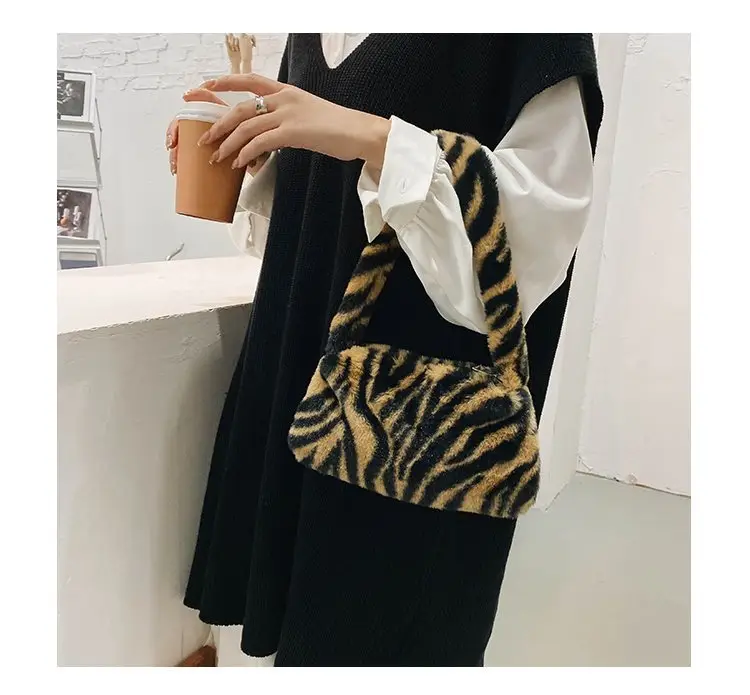 Leopard Print Plush Shoulder Bag for Women — feature 17