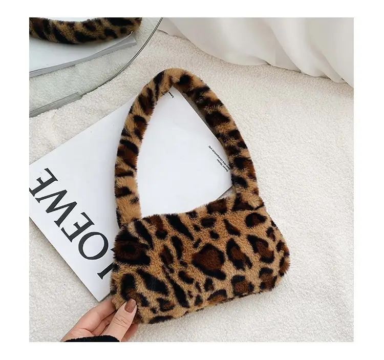 Leopard Print Plush Shoulder Bag for Women — feature 23