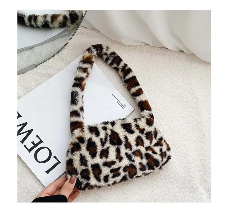 Leopard Print Plush Shoulder Bag for Women — feature 26