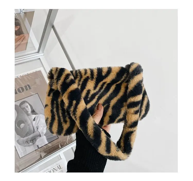 Leopard Print Plush Shoulder Bag for Women — feature 34