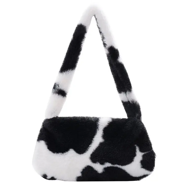 Leopard Print Plush Shoulder Bag for Women