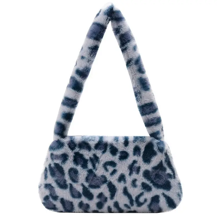 Leopard Print Plush Shoulder Bag for Women