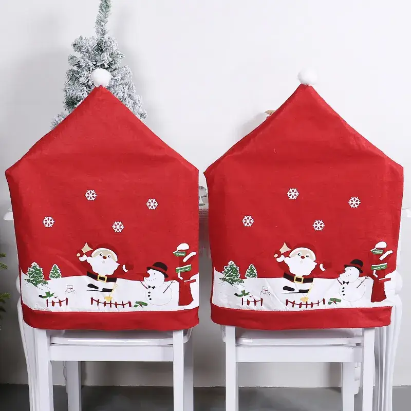 Cute Santa Claus Red Chair Covers 2025 Non-Woven - Image 3