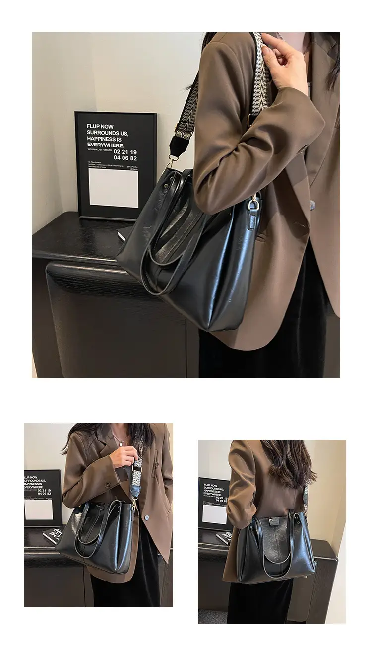 Women's Brown Leather Shoulder Tote Bag Large Capacity — feature 11