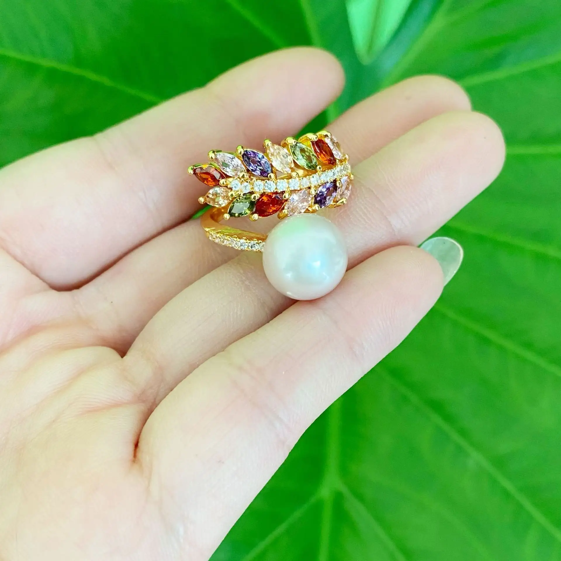 Natural Pearl Copper Plated 18K Gold Ring - Image 2