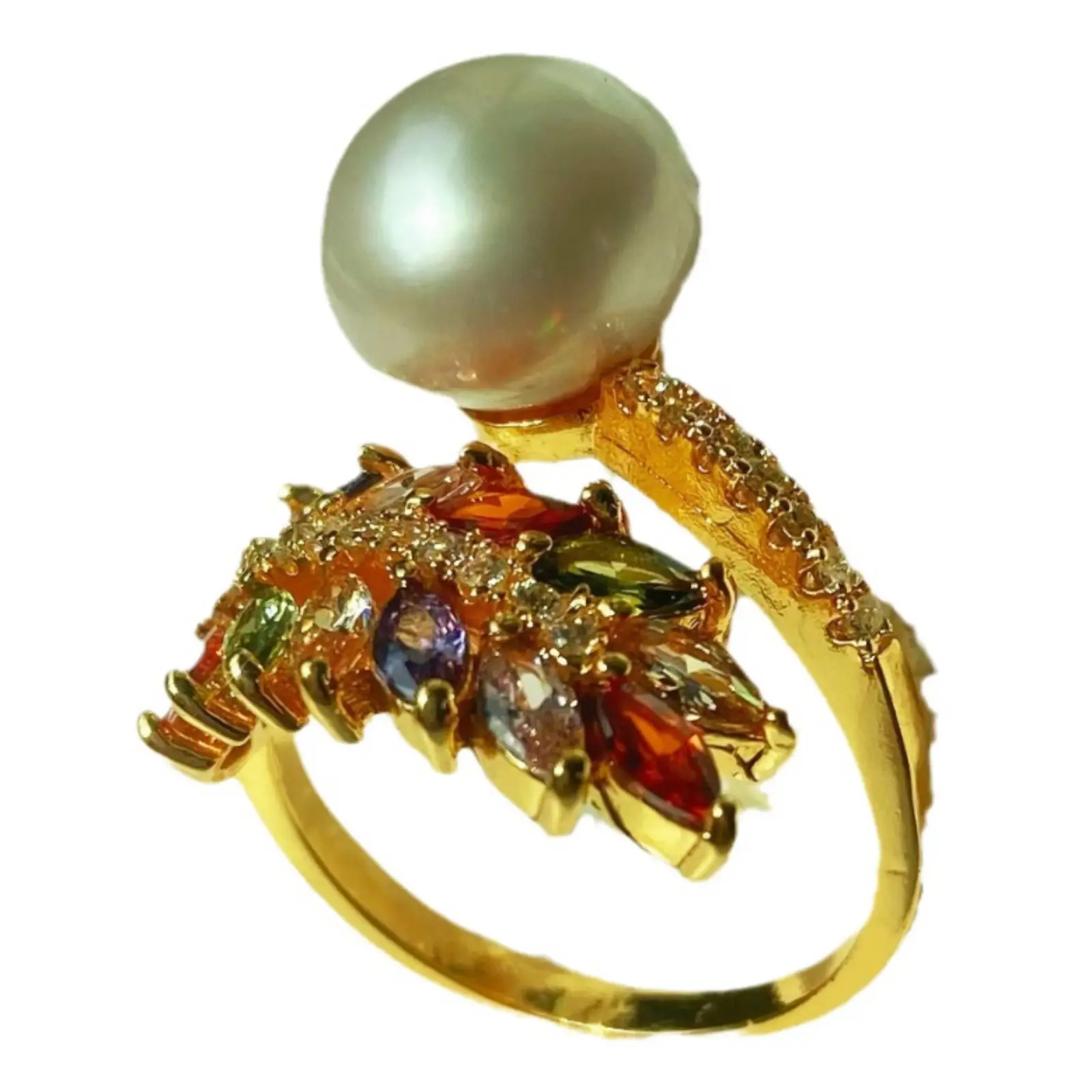 Natural Pearl Copper Plated 18K Gold Ring - Image 5