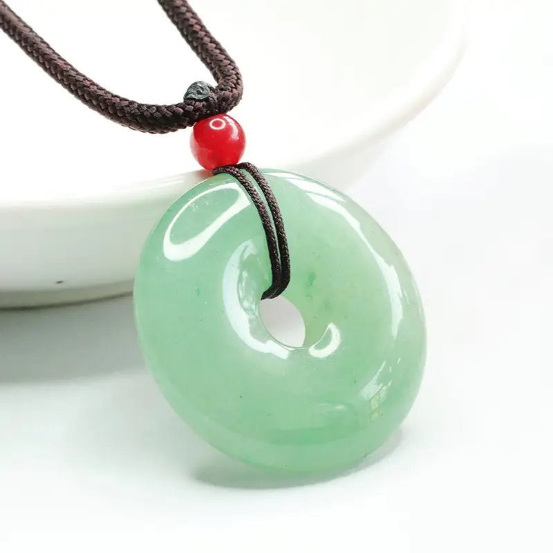 Green Aventurine Safety Buckle Necklace with Red Cap - Image 4