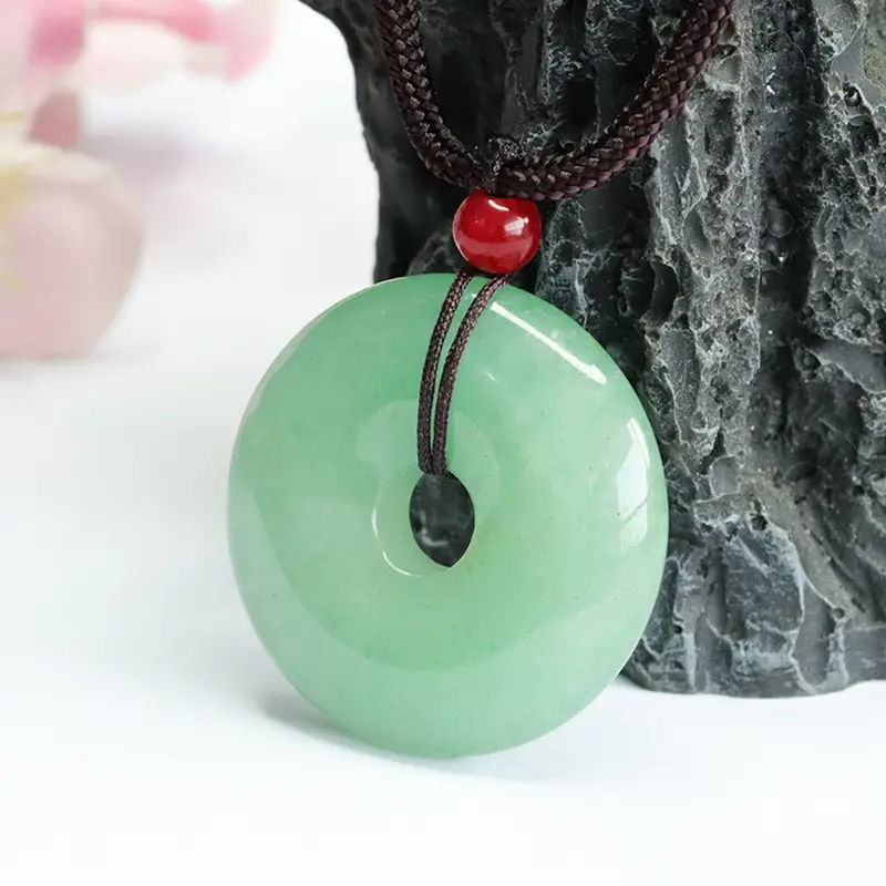 Green Aventurine Safety Buckle Necklace with Red Cap - Image 5