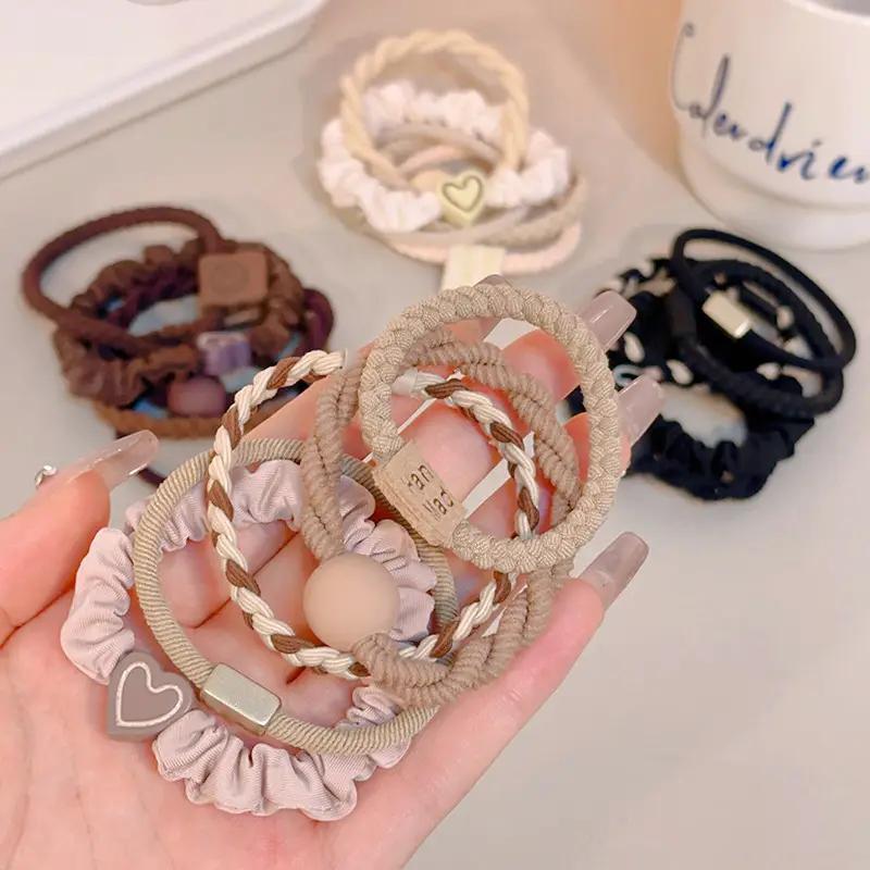 Milk Brown Hair Rope for Girls High Elastic - Image 7
