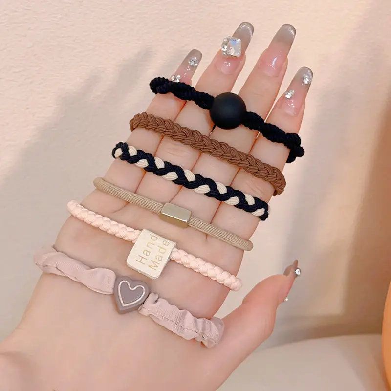 Milk Brown Hair Rope for Girls High Elastic - Image 8