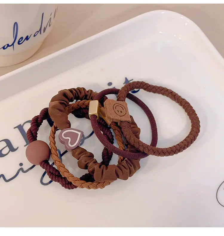 Milk Brown Hair Rope for Girls High Elastic — feature 6