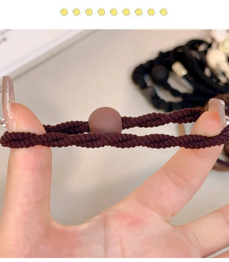 Milk Brown Hair Rope for Girls High Elastic — feature 7