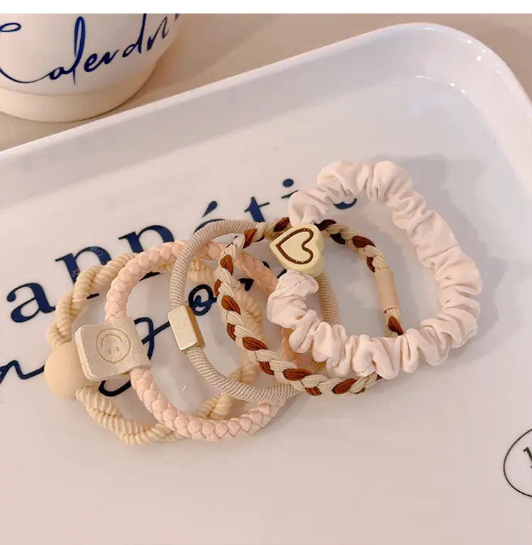 Milk Brown Hair Rope for Girls High Elastic — feature 9